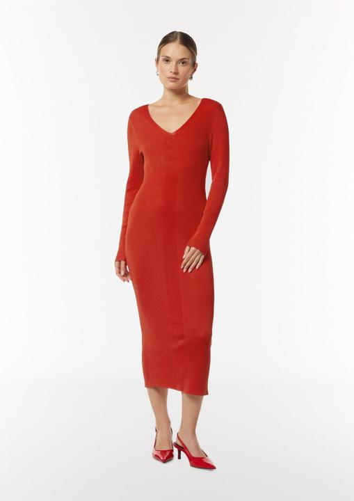 Image du produit Comma Kleid Geripptes Slim-Fit-Kleid mit V-Ausschnitt (40)