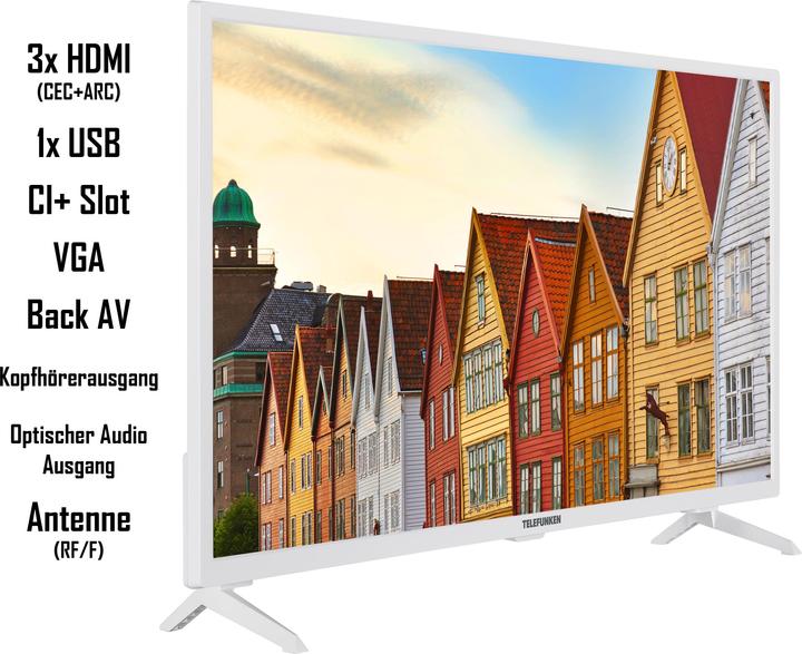 Produktbild Telefunken XF32SN550SD-W 32 Zoll Fernseher / Smart TV (Full HD, HDR, Triple-Tuner, DVD-Player) - Ink (32", LED, Full HD, 2024)