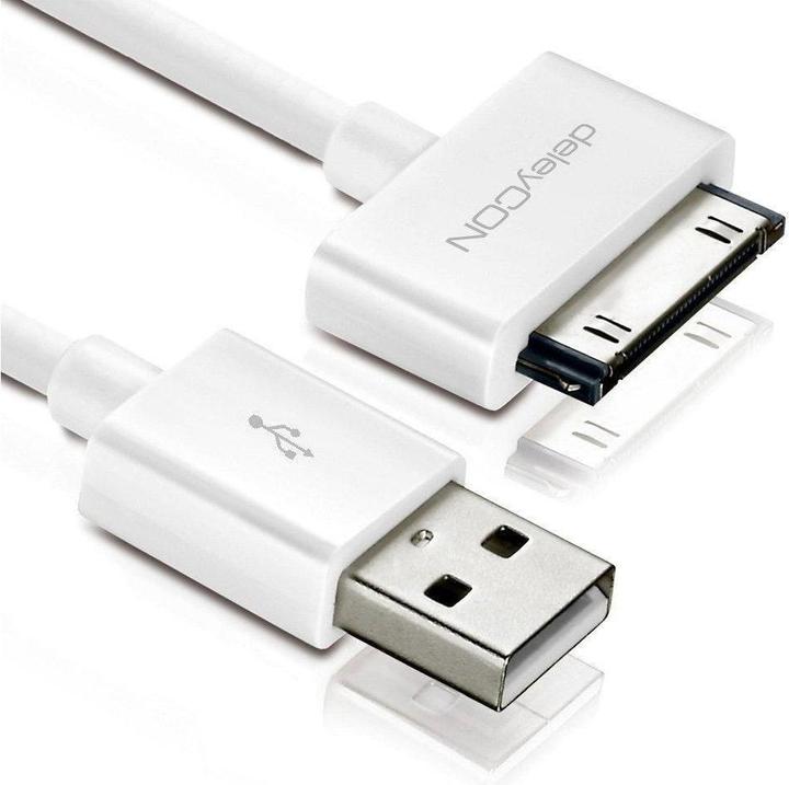 Immagine prodotto deleyCON Cavo 30Pin Dock-USB 2m, bianco (2 m, USB 2.0)