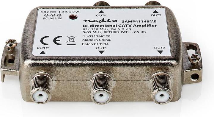 Produktbild Nedis CATV-Verstärker Verstärkung dBi (bei Antennenkabel): 9 dB 85-1218 MHz Anzahl der Ausgänge: 4 (9 dB, Antennenkabel)