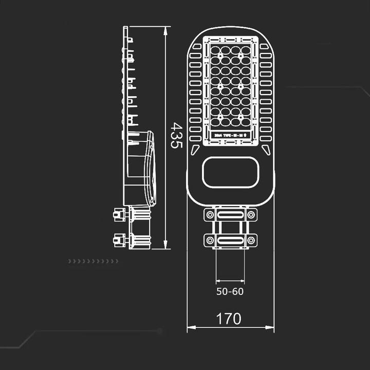 Immagine prodotto V-TAC VT54STN Lampione LED SAMSUNG Chip 50W Slim 6400K 135 lmW (6850 lm, IP65)