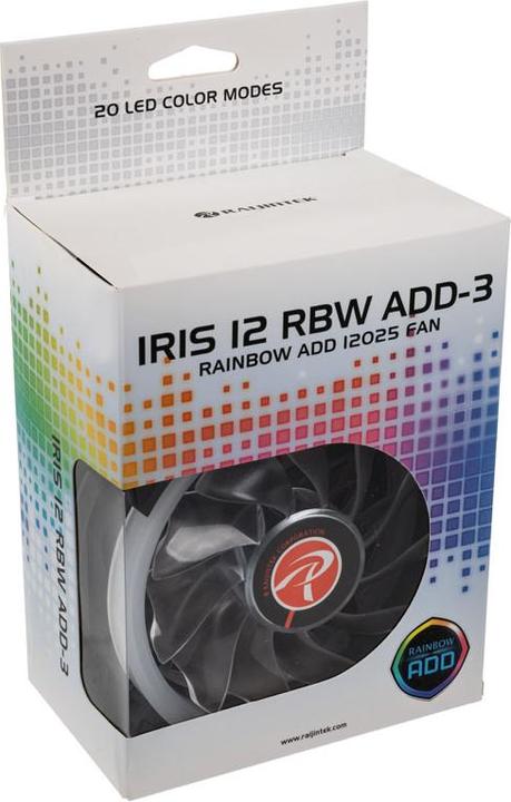 Produktbild Raijintek Iris 12 Rainbow A-RGB LED-Lüfter, 3er Set inkl. Controller (120 mm, 3 x)