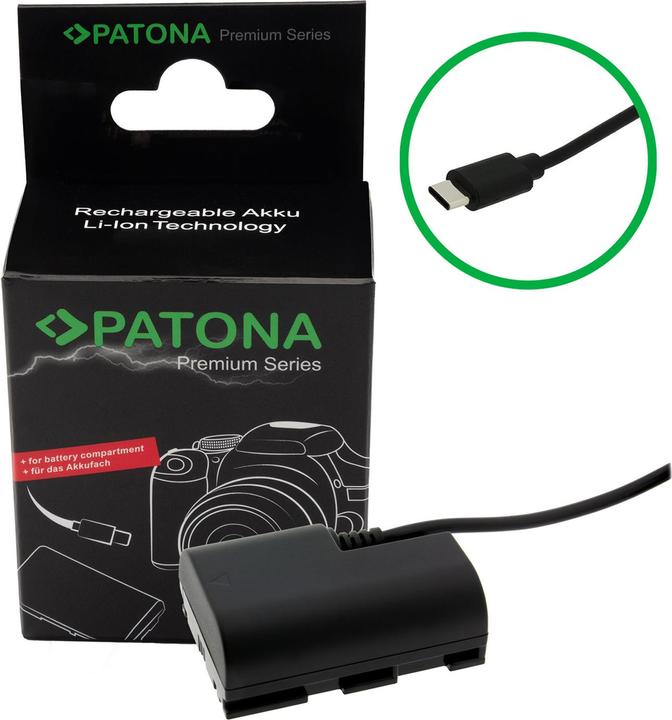 Image du produit Patona USB-C Input Akku-Adapter LP-E6P (Batterie de l'appareil photo Adaptateur secteur)