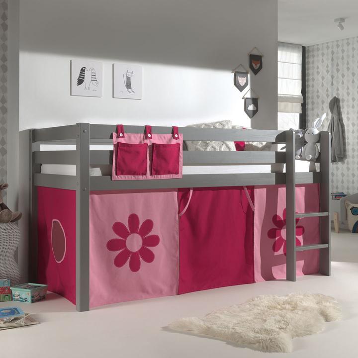 Produktbild Vipack Halbhohes Bett Pink Flower (90 x 200 cm)