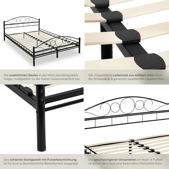 Produktbild tectake Metallbett (200 x 180 cm)