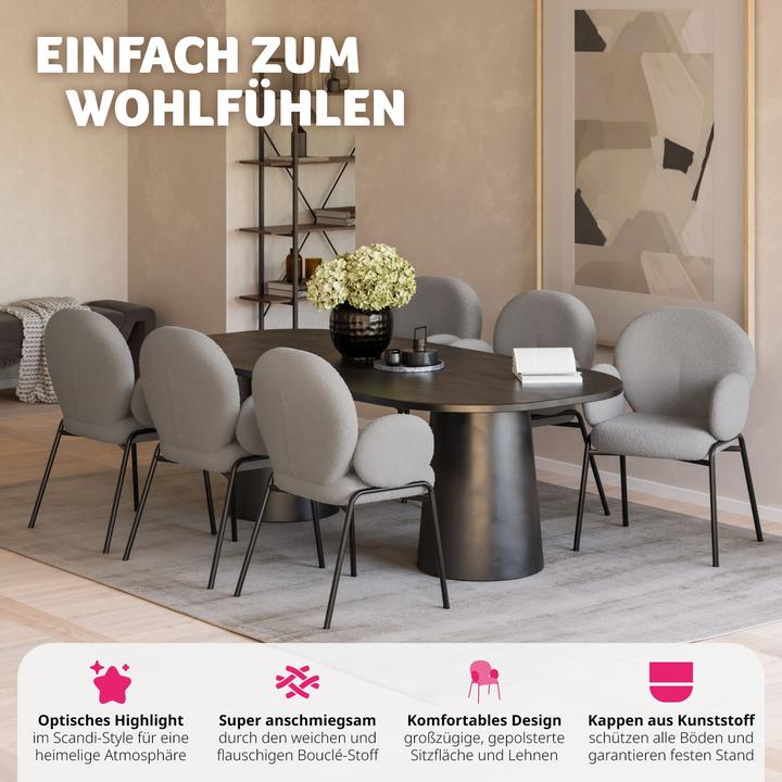 Image du produit tectake Set de 6 chaises Scandi rembourrées