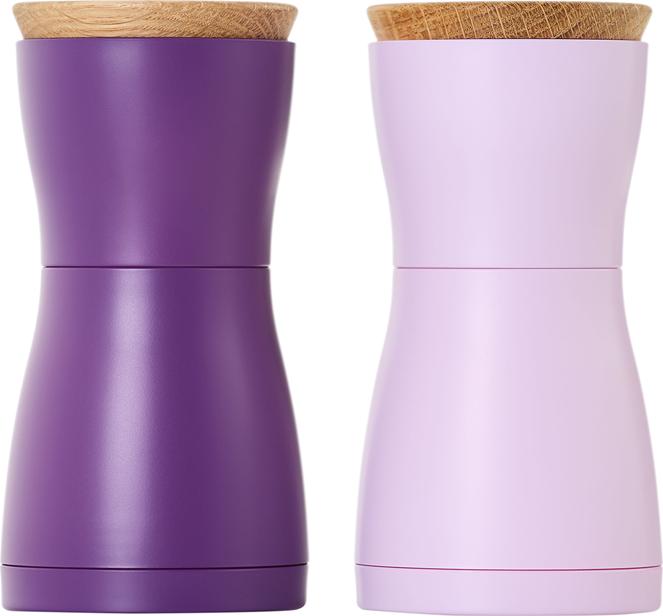 AdHoc Tweeling peper- en zoutmolenset, donkerpaars&lichtpaars, CeraCut® keramische molen, kunststof/eic (Peper, Zout)
