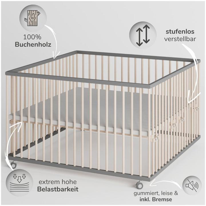 Image du produit Sämann Parc Premium avec barreaux amovibles (120 cm, 120 cm, Hêtre)