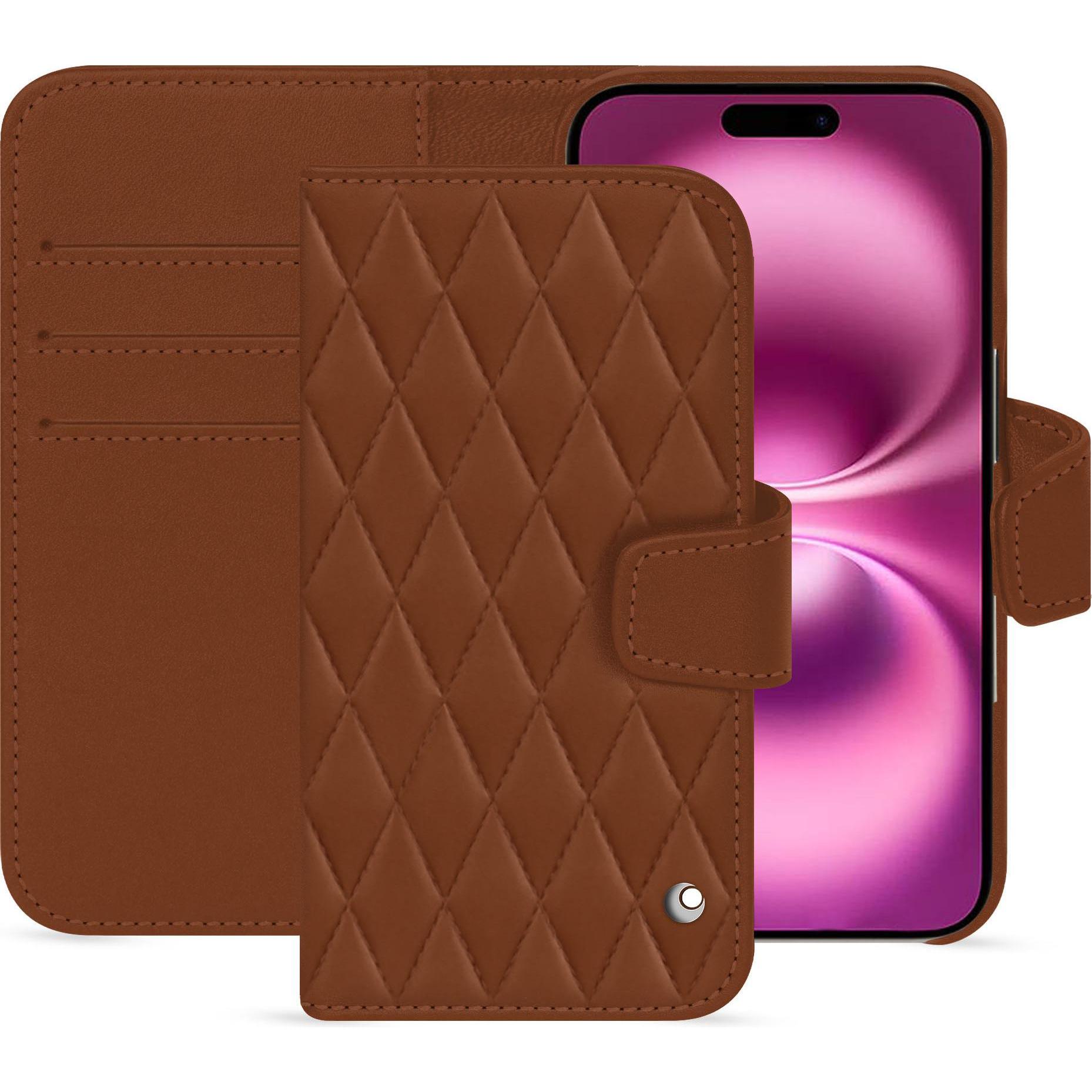 Noreve Lederschutzhülle Apple iPhone 16 Plus (Apple iPhone 16 Plus), Smartphone Hülle, Braun