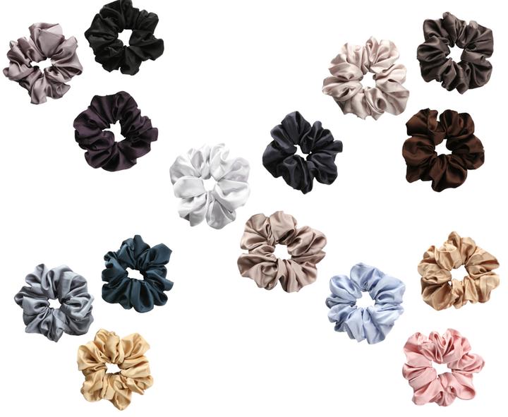 Immagine prodotto Trisa Moda Scrunchy grande Azzurro, Rosa, Beige 3 pezzi. (Elastico per capelli)