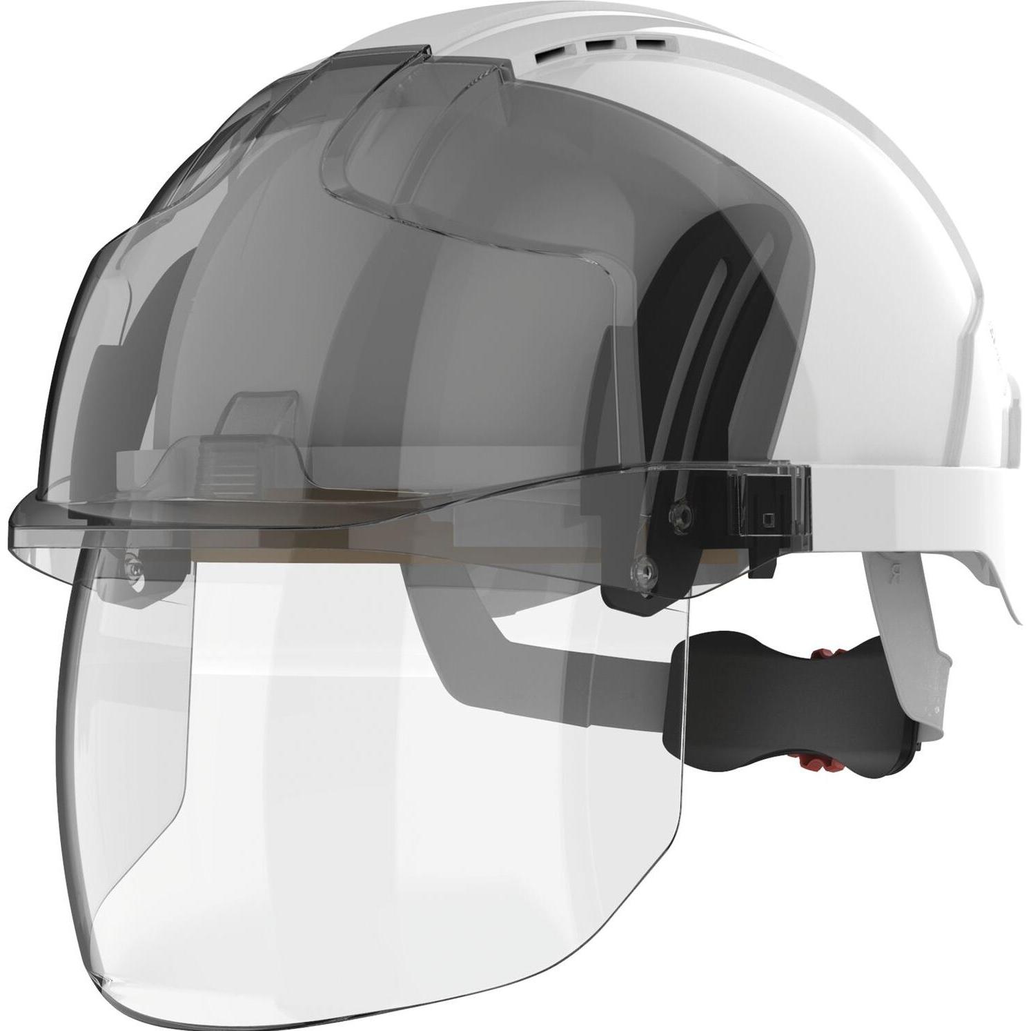 Jsp, Kopfschutz, Schutzhelm mit Drehradverschluss EVO VISTAshield mit Visier weiss (53 - 64 cm)