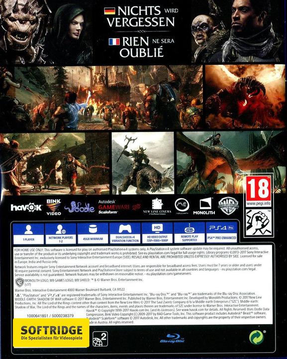 Produktbild WB Middle-Earth: Shadow of War (PS4, Multilingual)