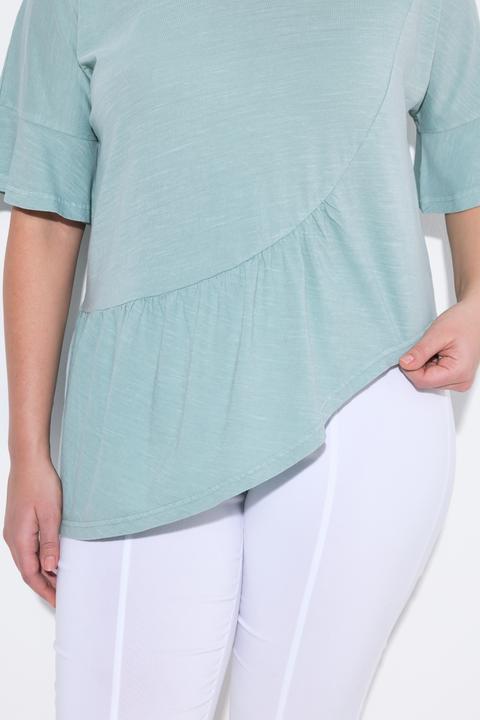 Actual product image Ulla Popken Asymmetric Flounce Panel Short Sleeve Tee (42, 44)