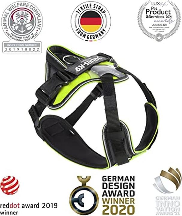 Actual product image Julius-K9 Idc Hondentuig Longwalk Neon Geel / Grijs (XL, Dog, Walks)