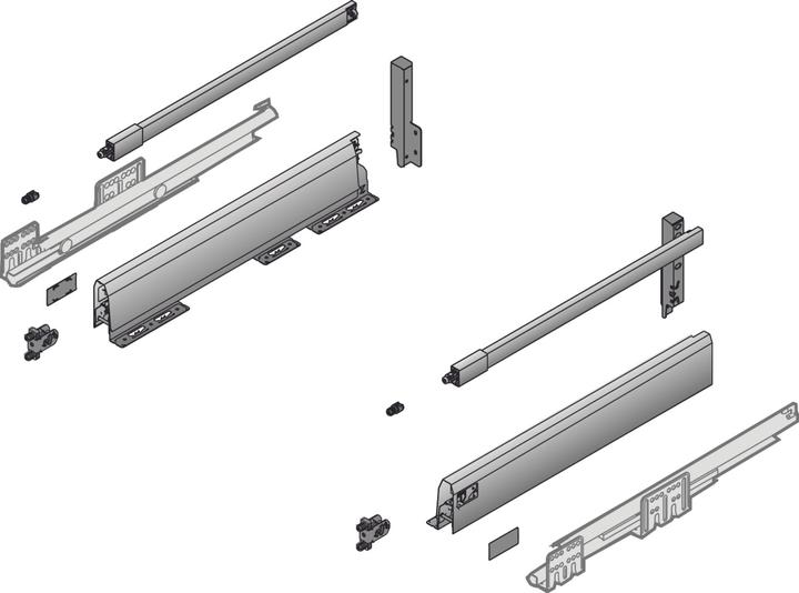 Actual product image Hettich Front drawer complete set ArciTech 94/186, with longitudinal railing