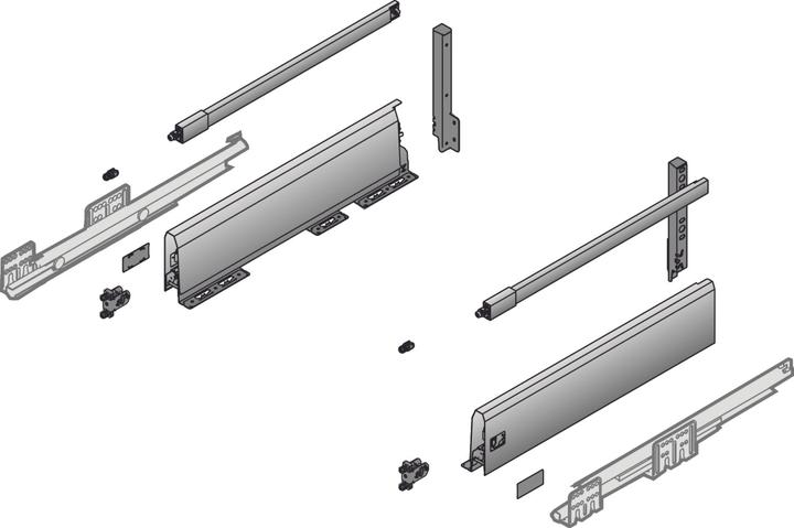 Image du produit Hettich Kit complet de tiroir frontal ArciTech 94/218, avec tringle longitudinale