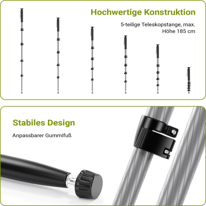 Produktbild Walimex pro 1983 Carbon Einbeinstativ + Onyx 8 Kugelkopf Stativkopf Reisestativ (Carbon, Kunststoff, Metall)