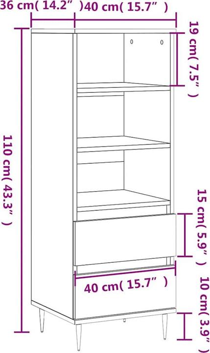 Image du produit vidaXL Highboard (40 x 36 x 110 cm)