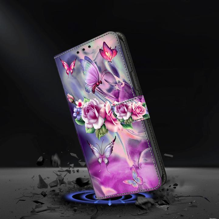 Produktbild Art iPhone 15 Pro Max Buch Etui Tasche mit Kartenfach Rosen (Apple iPhone 15 Pro Max)