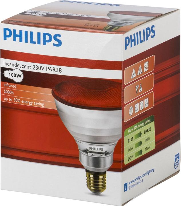 Philips Riscaldatore a infrarossi 100W InfraRosso PAR-38IR rosso (100 W)