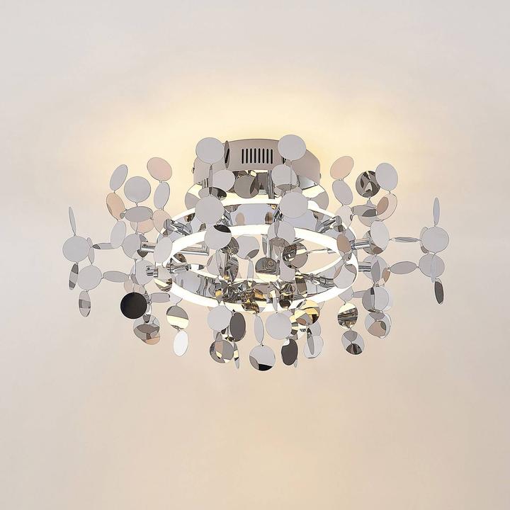 Actual product image Lucande Glimmo LED ceiling light, chrome (1850 lm)