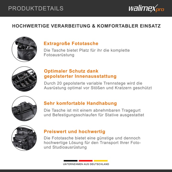Actual product image Walimex Photo and studio bag XXL (Camera shoulder bag, 10 l)