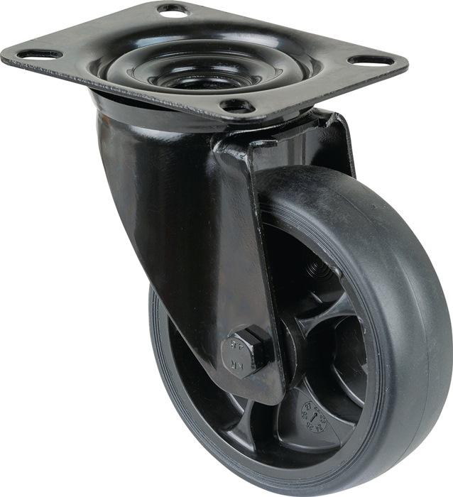 BS Rollen Ruota girevole Ø 100 mm Portata 110 kg Ruote girevoli Piastra in gomma L104xW80 mm Colore ruota nera