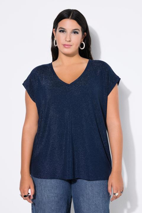 Produktbild Studio Untold Top, Glitzer-Jersey, V-Ausschnitt (56)