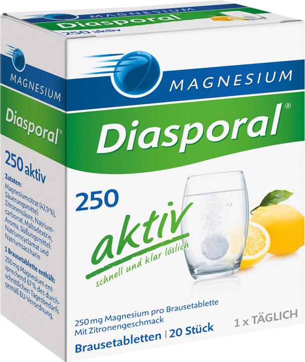 Nährwerte und Zutaten magnesium diasporal Magnesium-Diasporal 250 aktiv Brausetabletten, 20 St. Tabletten (20 Stk., Brausetablette)