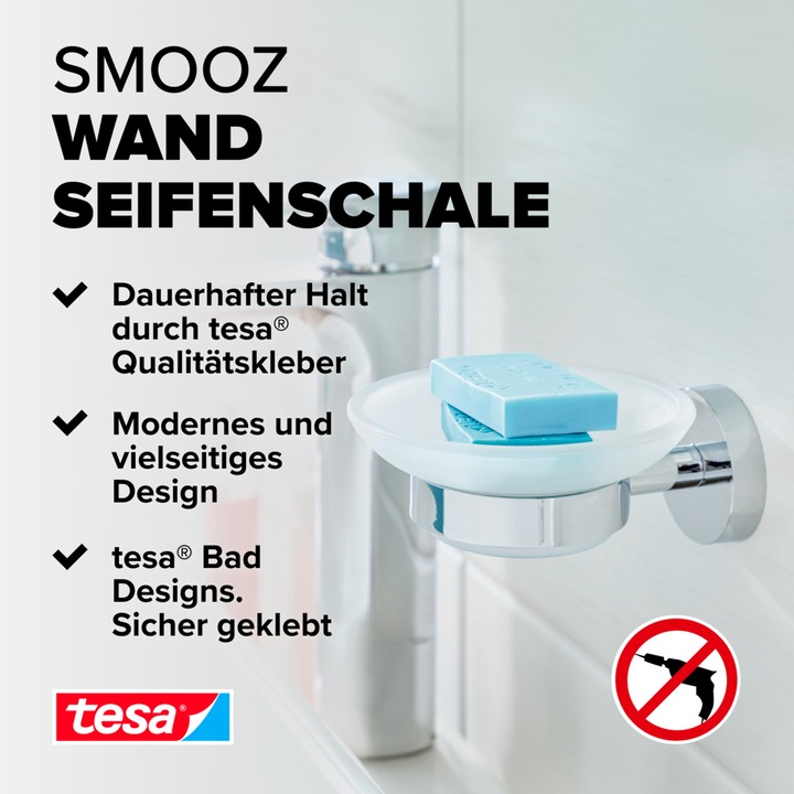 Produktbild tesa SMOOZ Seifenhalter inkl. Klebelösung ohne Bohren