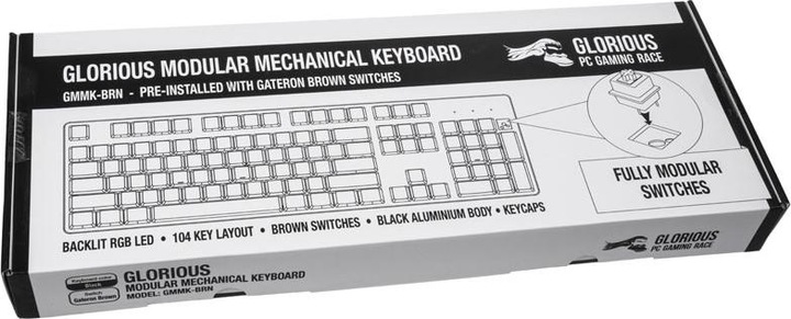 Actual product image Glorious PC Gaming Race GMMK-BRN-V2 full size, ANSI US standards, Gateron Brown Switch (US, Cable)