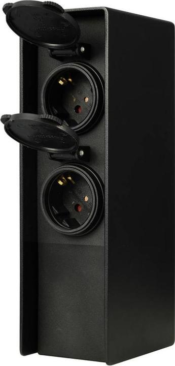 Actual product image Sygonix SY-6121658 Gartensteckdose 4fach Schwarz erhöhter Berührungsschutz, mit (4x, CEE 7/3)