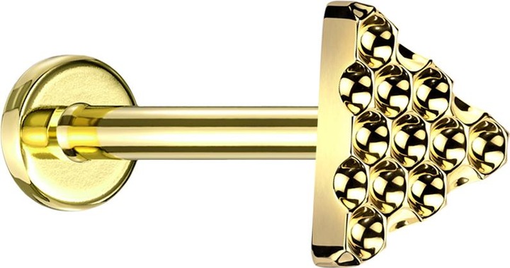 Produktbild Star Piercing Micro Labret Innengewinde vergoldet gepunkteter Diamantschliff Dreieck vergoldet (ohne Messing, Titan G23)
