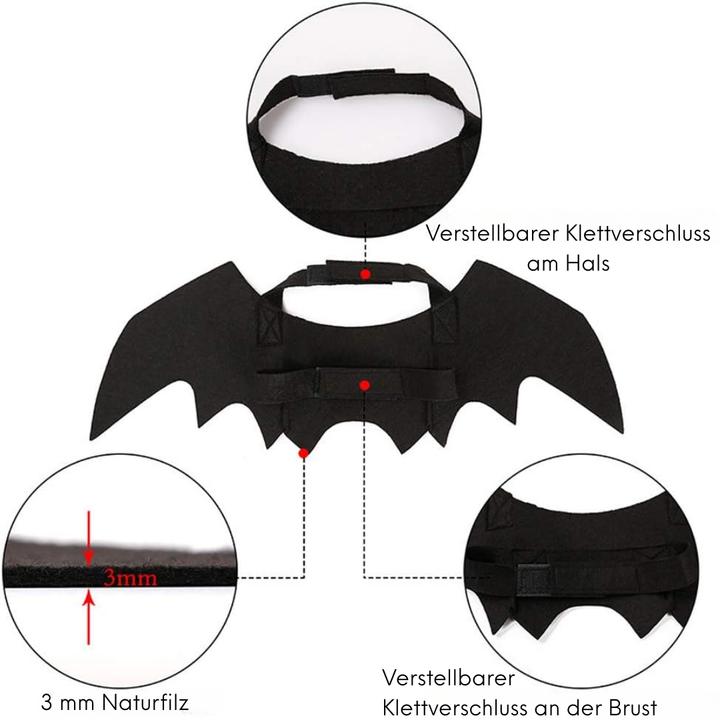 Actual product image Suba Pet Cat Bat Wings for Halloween Party Decoration (Dog costume)