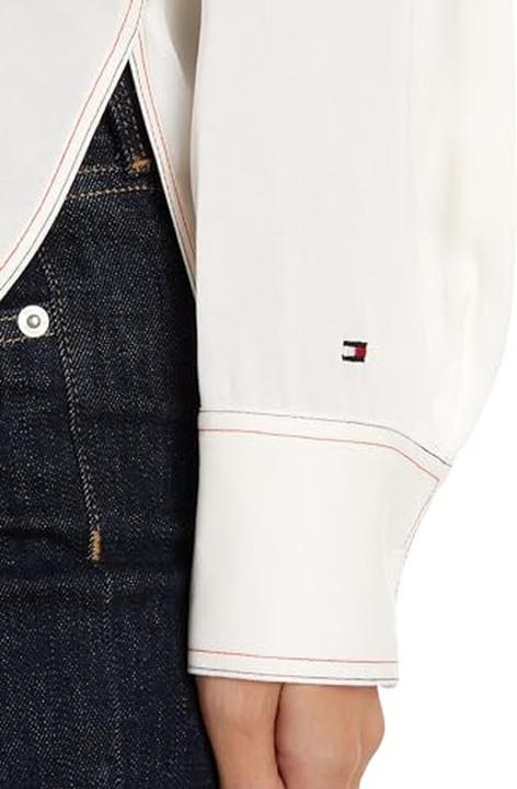 Immagine prodotto Tommy Hilfiger Camicia a Maniche Lunghe con Scollo a V e Cuciture RWB (44)