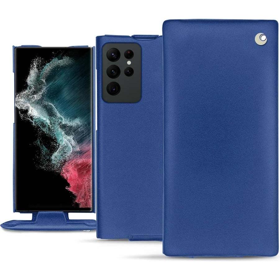 Noreve Lederschutzhülle vertikal (Samsung Galaxy S22 Ultra), Smartphone Hülle, Blau