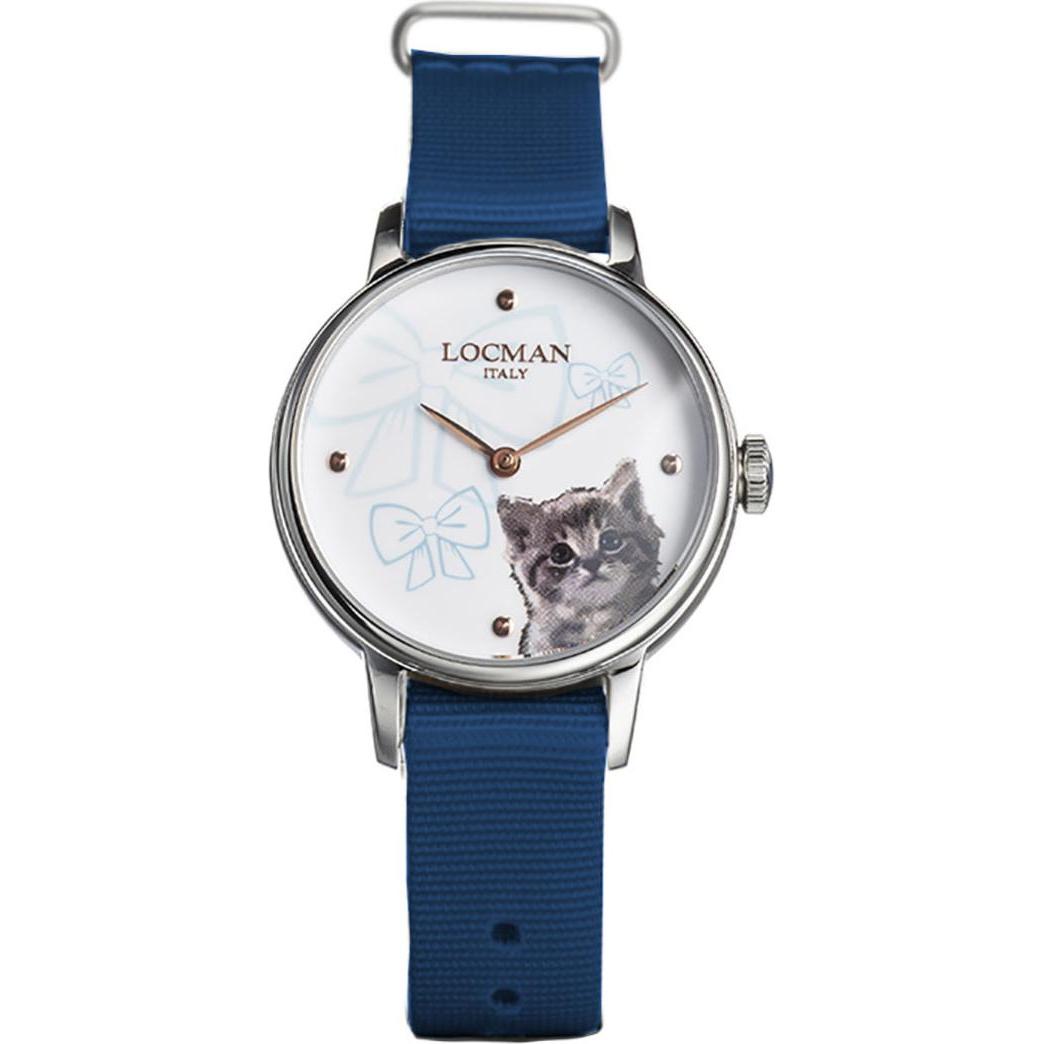 Locman, Armbanduhr, Italy Damenuhr 1960 Fantasy Cat Ref. F253A08S-00WHGA2NB, Blau, (Analoguhr, 32 mm)