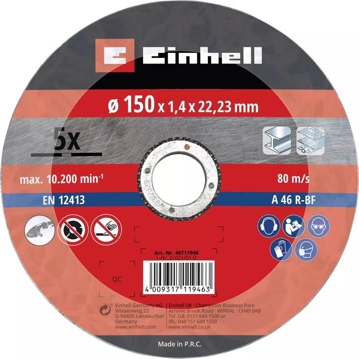Actual product image Einhell Cutting disc thin 150 x 1.4