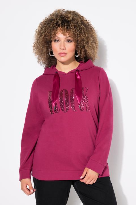 Immagine prodotto Ulla Popken Maglia con scritta di paillettes, maniche lunghe e cappuccio (58)
