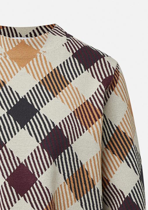 Produktbild Comma Strickpullover Karo-Strickpullover aus Viskosemix mit Stehkragen (32)