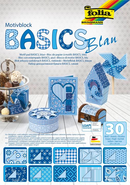 Produktbild Folia Motivblock Basics blau (270 g/m², 30x)