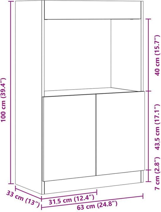 Produktbild vidaXL Highboard (63 x 33 x 100 cm)