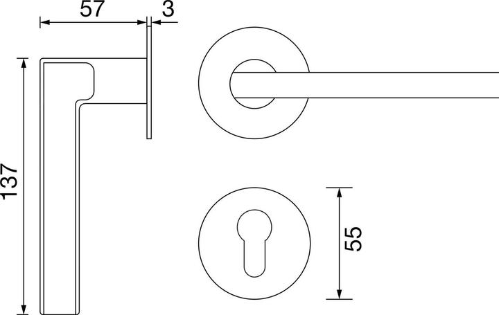 Produktbild FSB Türbeschlag 1035 | Türgriff auf Flachrosette BB, 38-42 | Aluminium schwarz (Türgriff)