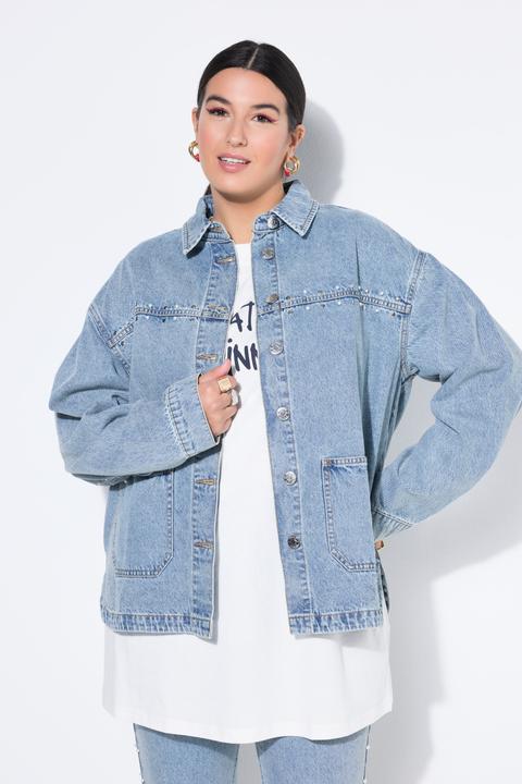Actual product image Studio Untold Denim jacket, oversized, decorative beads, rhinestones (58)