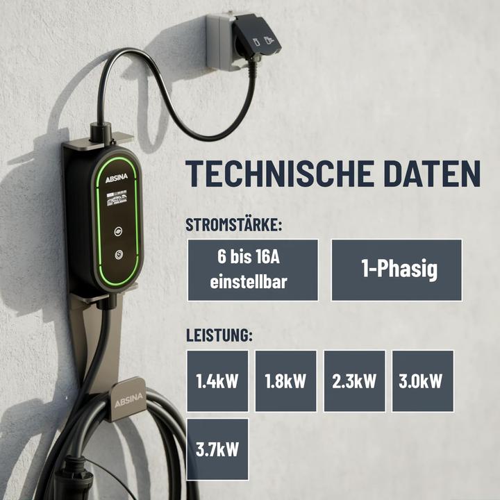 Produktbild Absina EV Ladekabel (CEE 7/7, 3.70 kW, 16 A, 6 m)