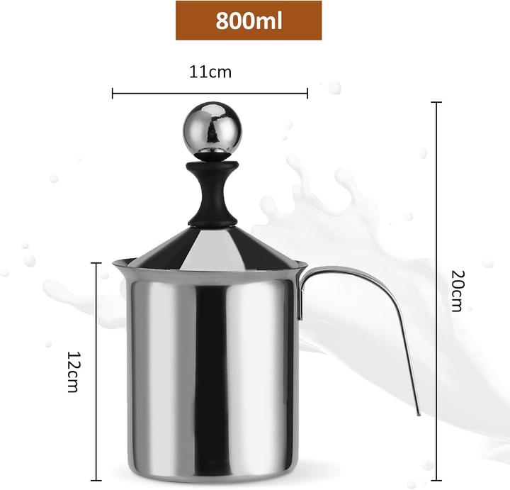 Produktbild Hapivida Manueller Milchaufschäumer mit Doppel-Sieb (800ml) (800 ml)