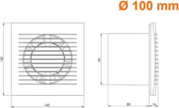 Produktbild Euro3plast 100mm Bad-Lüfter mit Feuchtesensor, Silber