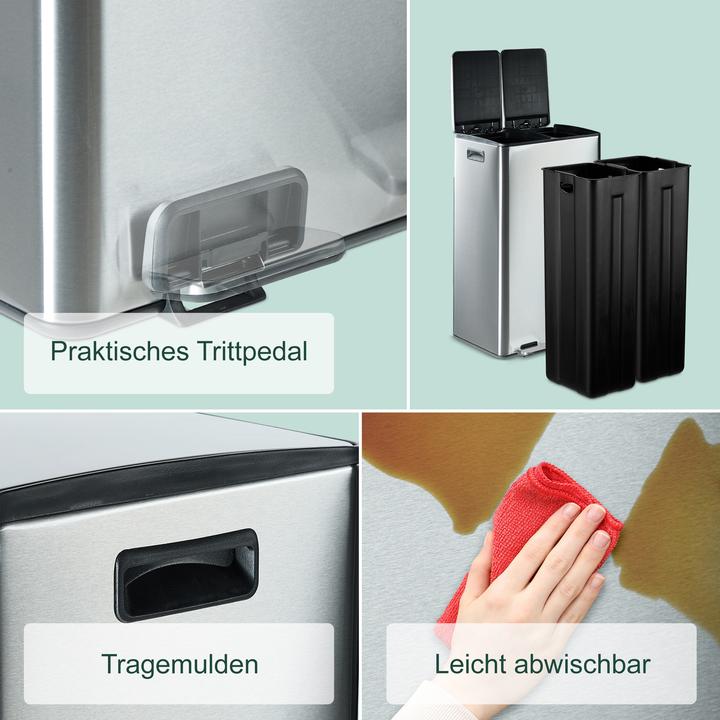 Produktbild Relaxdays Mülleimer 2 x 30 Liter (60 l)