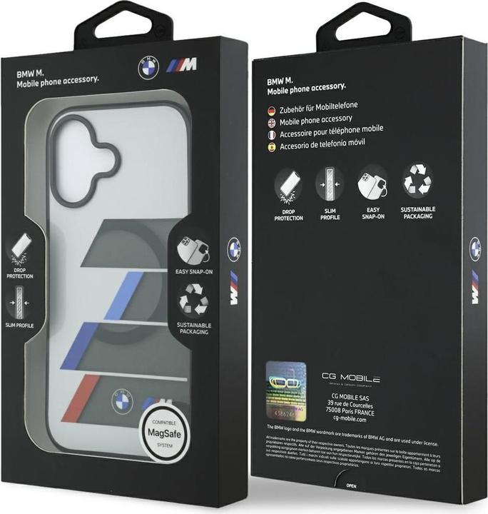 BMW M IML Metal Buttons Tricolor Lines MagSafe Case for iPhone 17 Anthracite