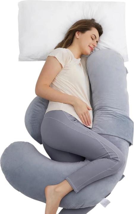 Immagine prodotto Momcozy Cuscino di gravidanza a forma di F in velluto GRA (148 cm)